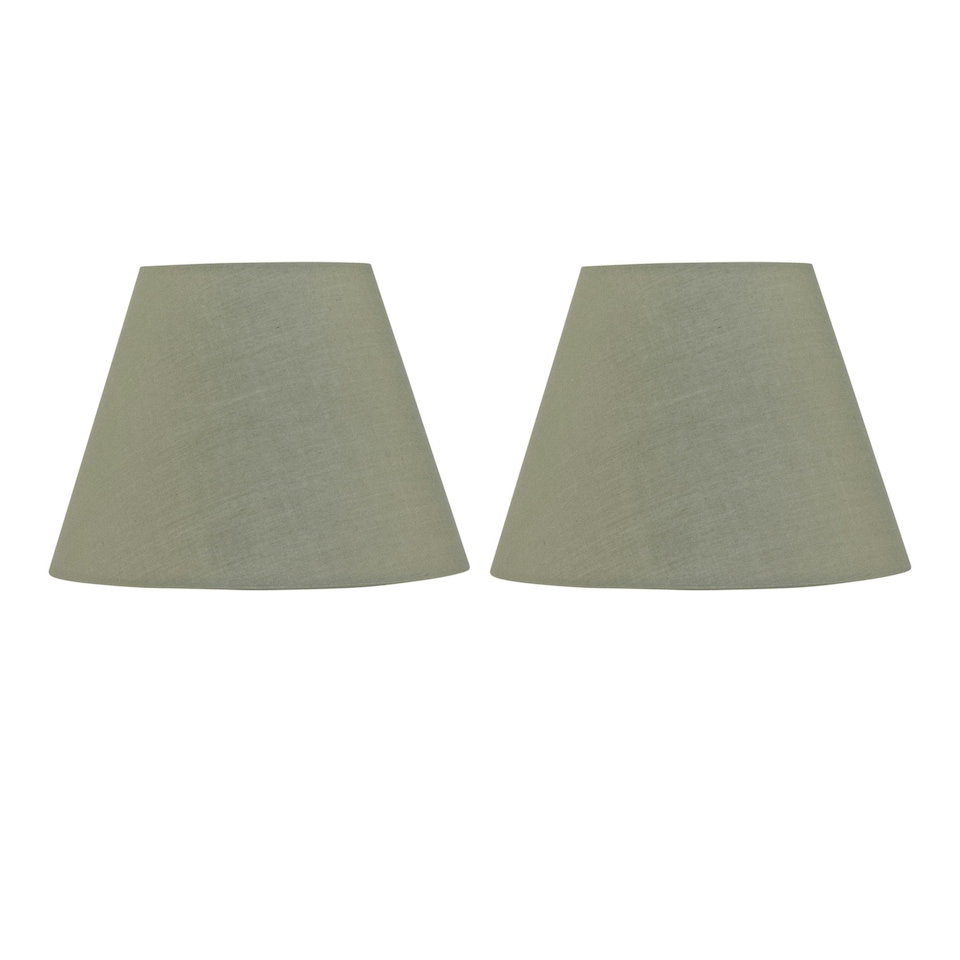 image 1 of Set of 2 Sage Green Cotton 20cm Diameter Tapered Fabric Lamp Shades Green
