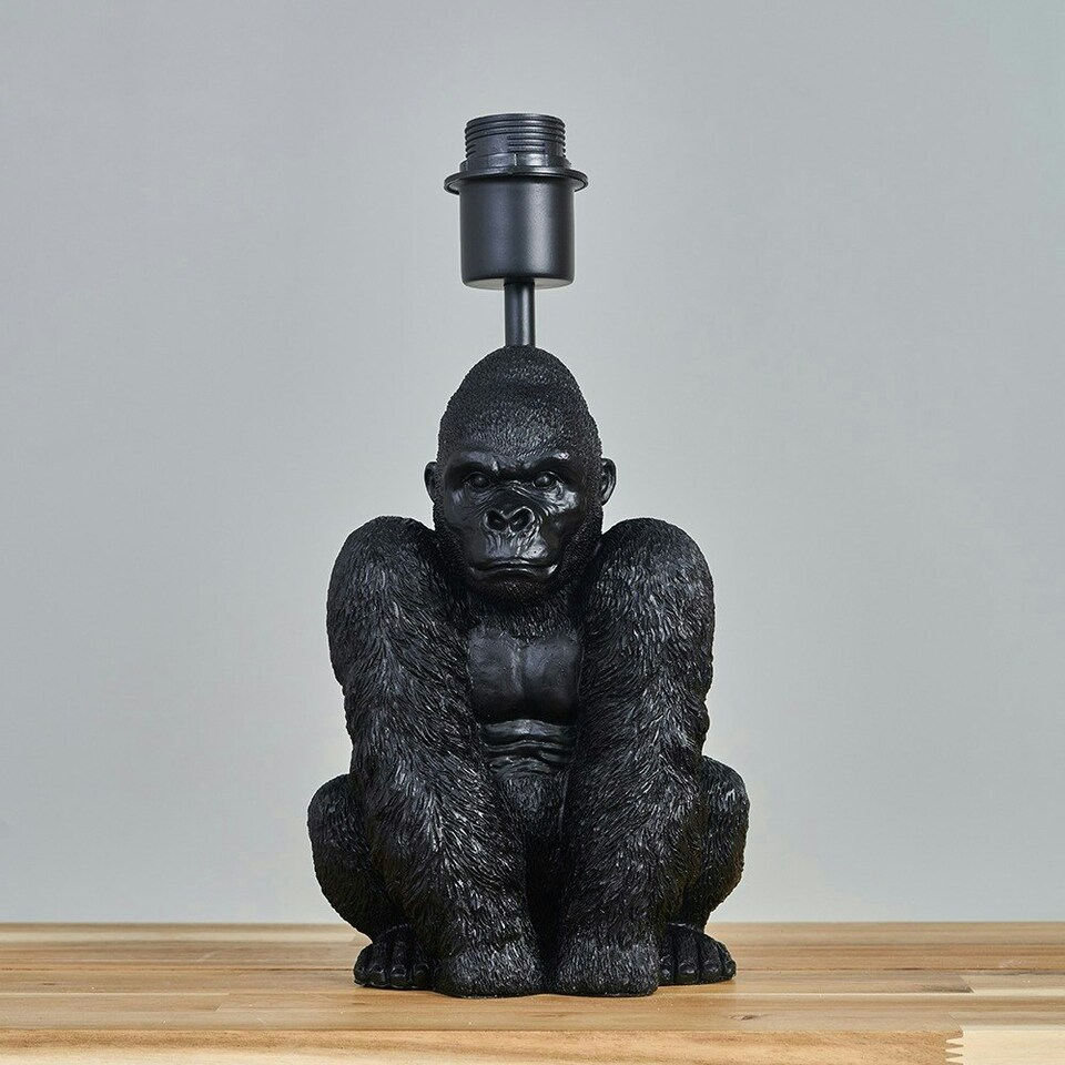 image 1 of ValueLights Modern Matt Black Sitting Gorilla Monkey Table Lamp Base