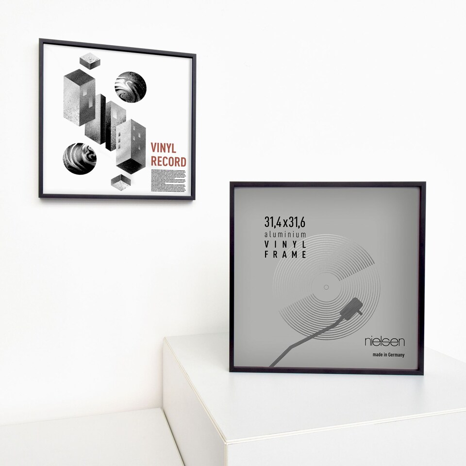 image 1 of Nielsen Vinyl Record Frame - White Wood Frame - Shatterproof Glazing - White - 31.4x31.6cm
