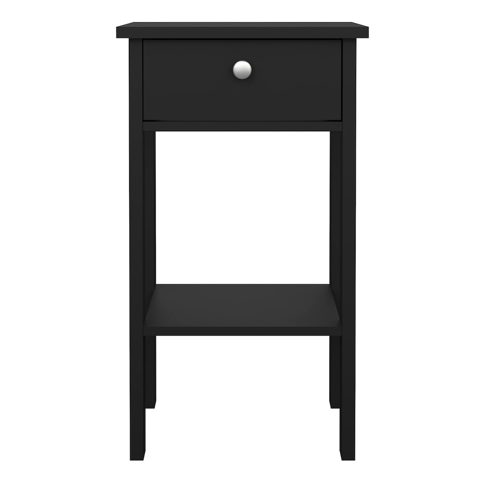image 1 of Madrid Bedside Table with 1 Drawer in Matt Black