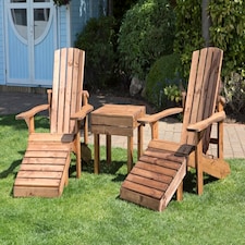 Aidandack Patio Set, Relax Chairs with Side Table - W200 x D145 x H95 - Fully Assembled