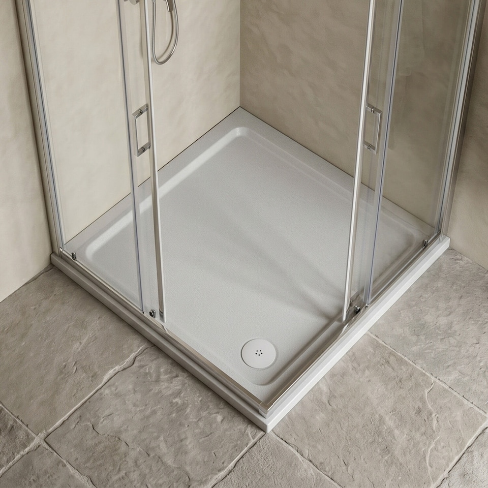 image 1 of Balterley Premium Slip Resistant Square Shower Tray - Durable Stone Resin, Modern by Balterley | White | European White | 1