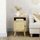 image 8 of HOMCOM Nightstand, Rattan Bedside Table w/ Cabinet, Shelf, Natural