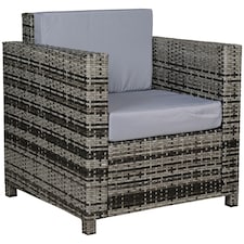 Outsunny Garden Patio Rattan Wicker Furniture Single Cube Chair Sofa Outdoor Grey