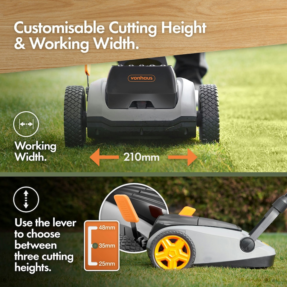 image 1 of VonHaus Electric Cordless Mini Lawn Mower