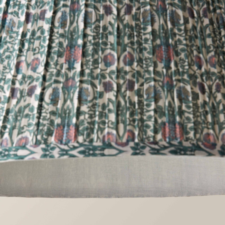 image 1 of ValueLights Abel Large Floral Pleated Tapered Lamp Shade & Bulb | Multi