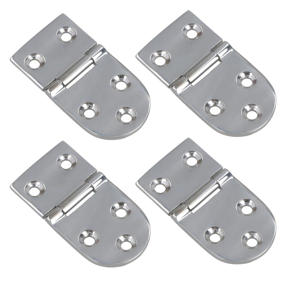 image 1 of Polished Door Oval Hinge 4 Pack Stainless Steel 40mm x 75mm 316 Marine Cabin