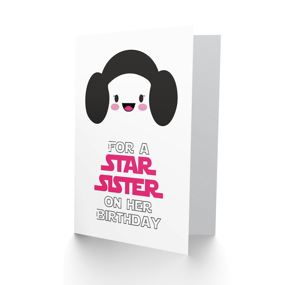image 1 of Star Princess Sister Kawaii Cartoon Leia Birthday Greeting Card
