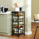 image 2 of HOMCOM 4-Tier Kitchen Island on Wheels with 4 Pull-Out Baskets, Light Grey