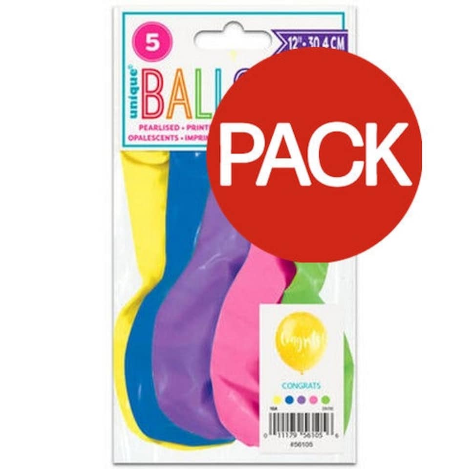 Unique Party Latex Pearlised 70th Balloons (Pack of 5) - Multicoloured - One Size