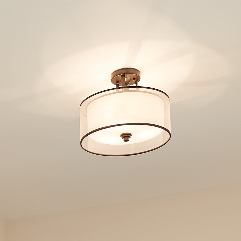 image 1 of Lacey 3 Light Small Semi Flush Mount Ceiling Light Mission Bronze, E27