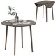 image 2 of HOMCOM Folding Dining Table for 4, Round Drop Leaf Table, Modern Space Saving Small Kitchen Table with Wood Legs for Dining Room, Grey