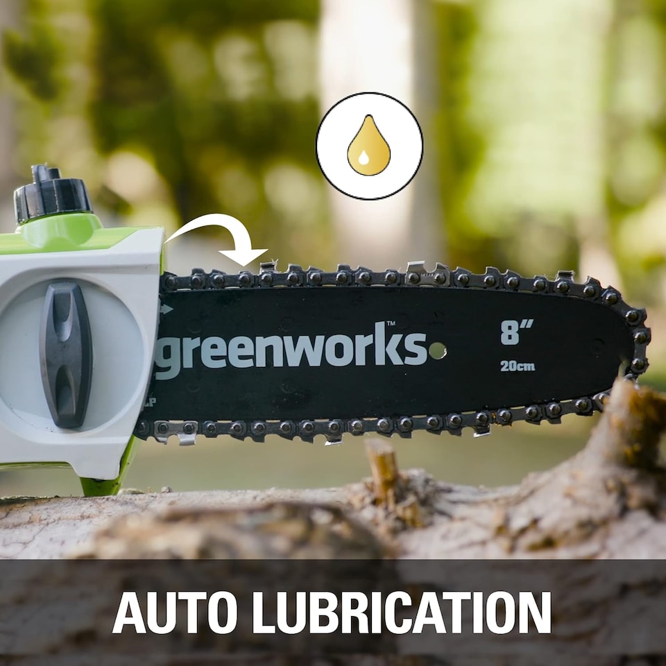 image 1 of Greenworks 40V 20cm Pole Bar including Battery and Charger Green