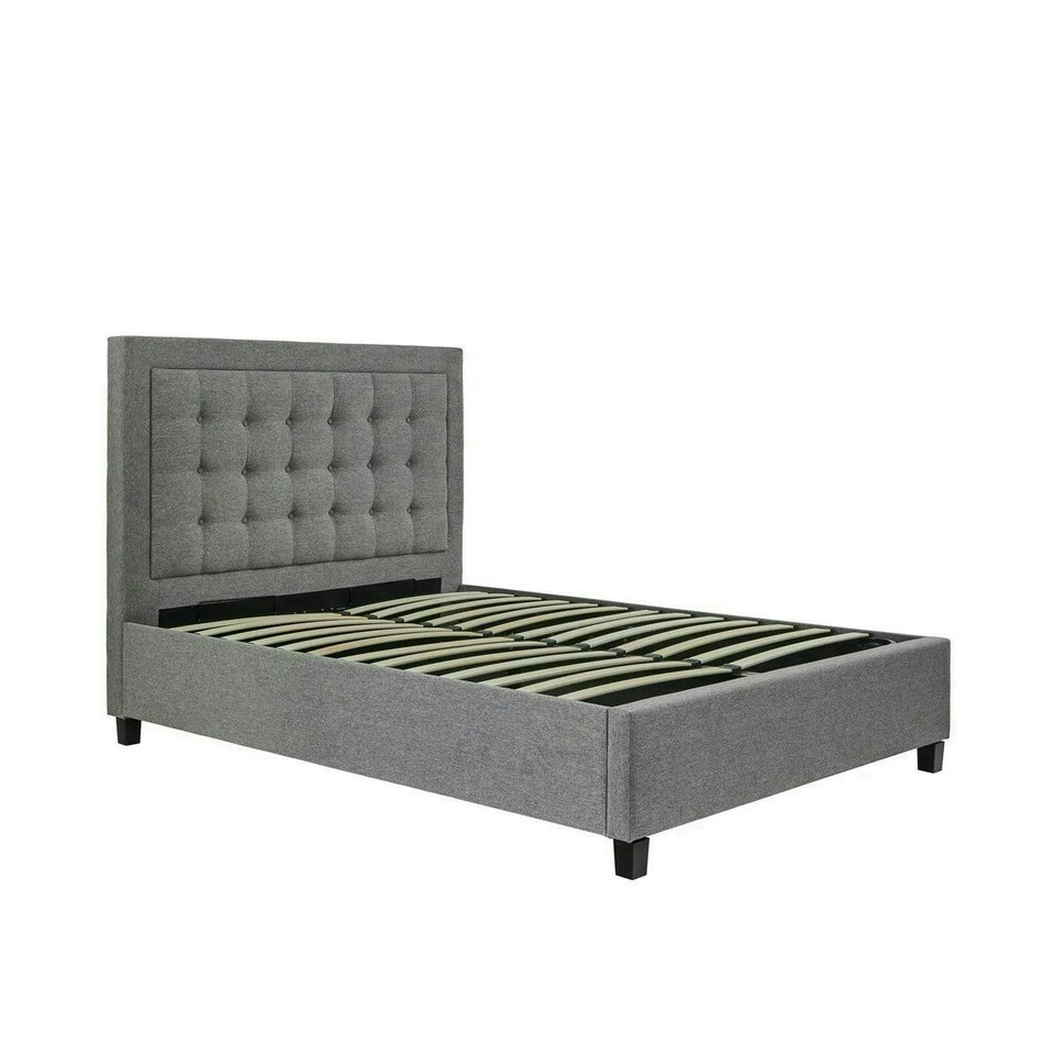 Brandon Grey Fabric Ottoman Bed King Size N/A
