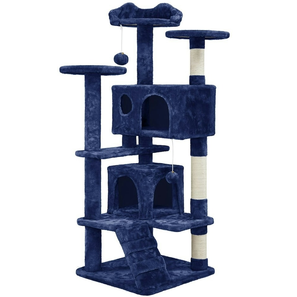 image 1 of Yaheetech 137cm Tall Cat Tree with Scratching Posts Navy Blue