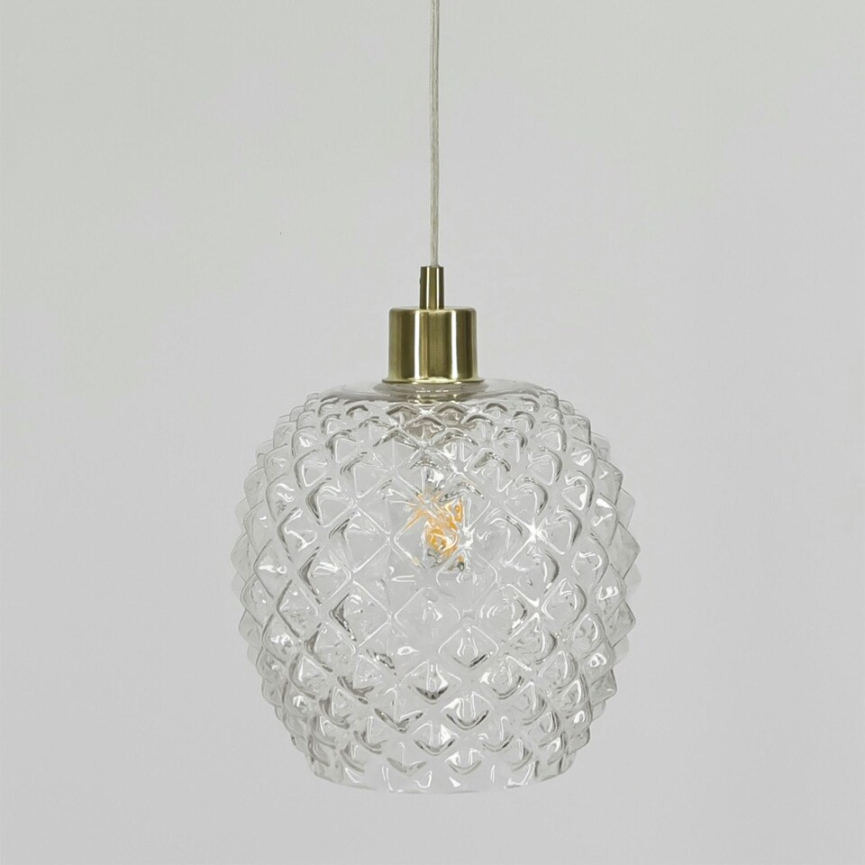 image 1 of First Choice Lighting Set of 2 Baine Clear Textured Glass with Satin Brass Pendant Fittings Bronze | Red