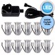 image 9 of Set of 10 - 15mm Stainless Steel IP67 Cool White LED Decking Kit | Chrome | Clear | 10
