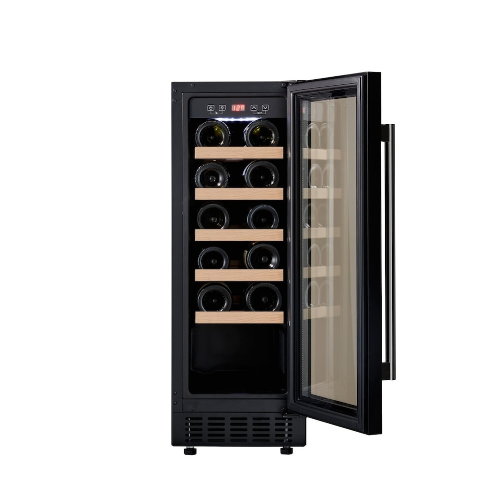 image 1 of Cookology CWC301BK 30cm Wine Cooler, Black, 20 Bottles, 60L, Digital Temp Control, 5 Shelves, Reversible Door