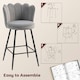 image 6 of HOMCOM Set of 2 Barstools with Petal Backrest for Kitchen Island Grey Grey
