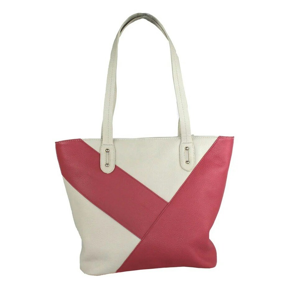 image 1 of Eastern Counties Leather Adalyn Grain Leather Handbag - Pink/White - One Size Pink