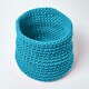 image 2 of Homescapes Teal Blue Cotton Knitted Round Storage Basket - 42 x 37cm | Blue | L