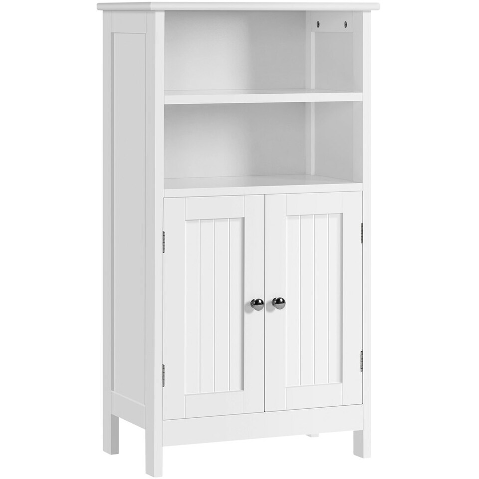 image 1 of Yaheetech 5-Tier Bathroom Floor Cabinet with Double Door White White