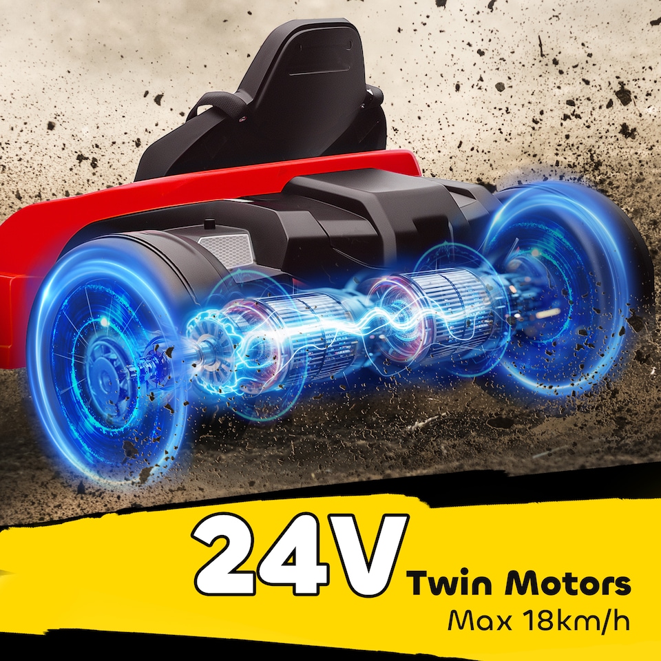 image 1 of AIYAPLAY 24V Electric Go Kart with Drift Mode, Adjustable Seat, Red