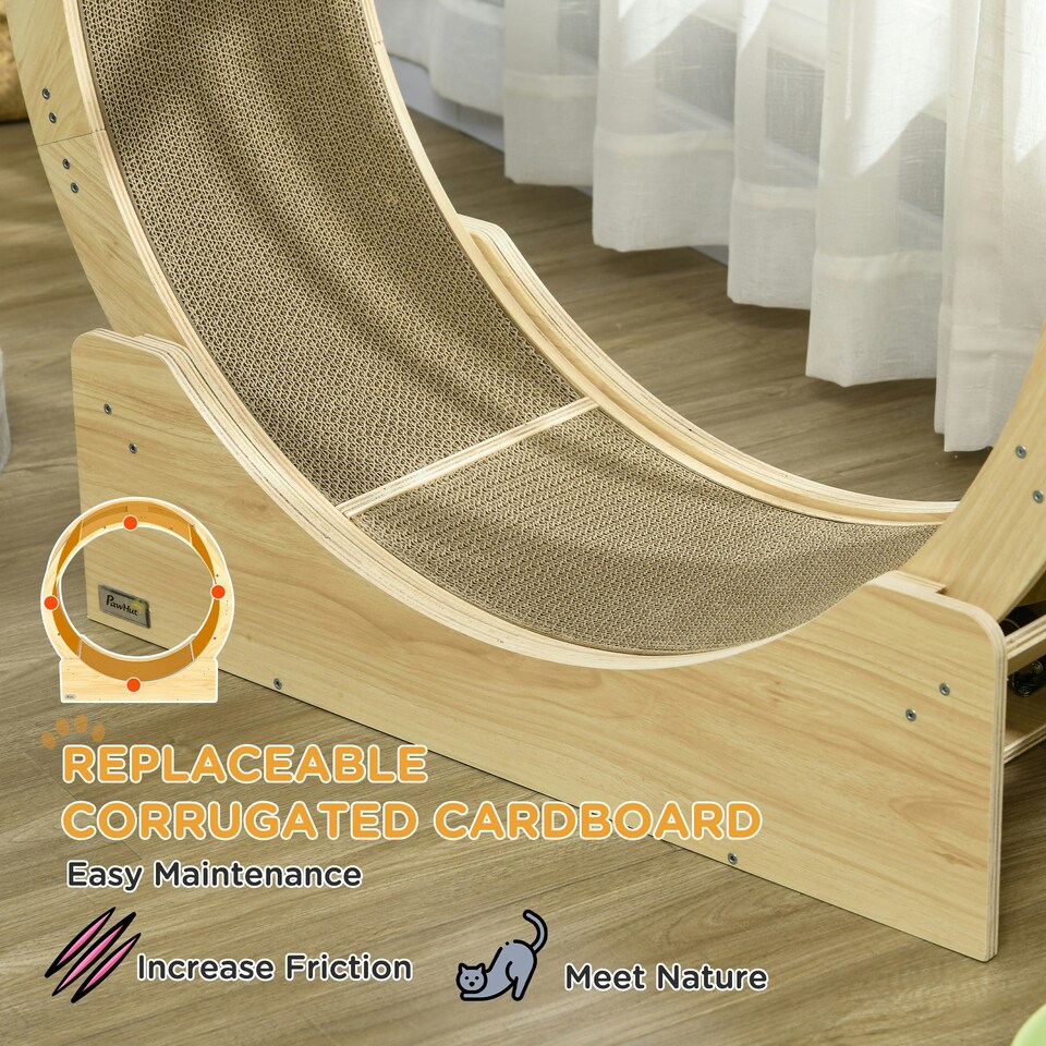 image 1 of PawHut Cat Treadmill with Brake, Scratching Pads for Indoor Cats, Oak Tone