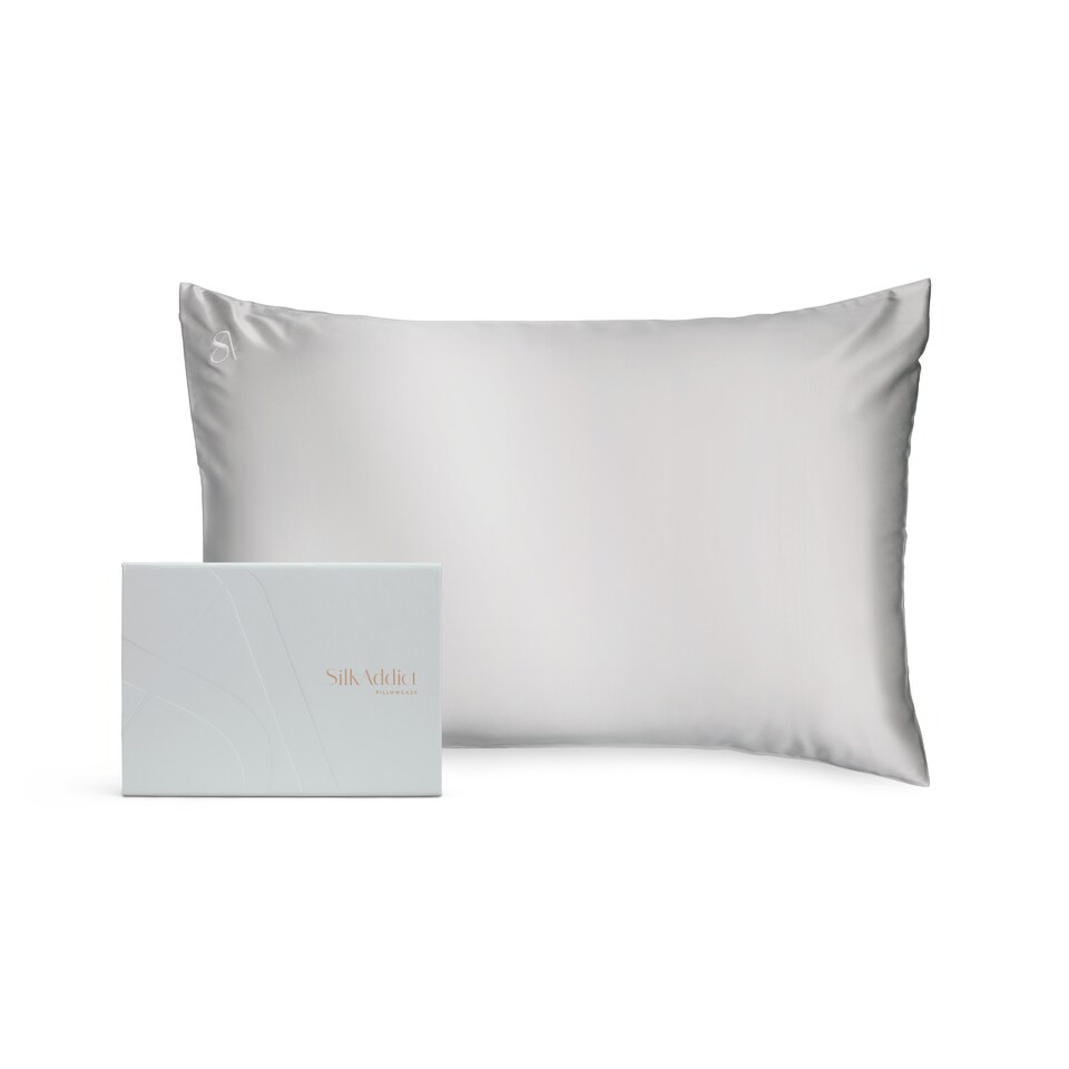 image 1 of Silk Addict 100% Mulberry Silk Pillowcase – Silver | Silver | Standard | 1