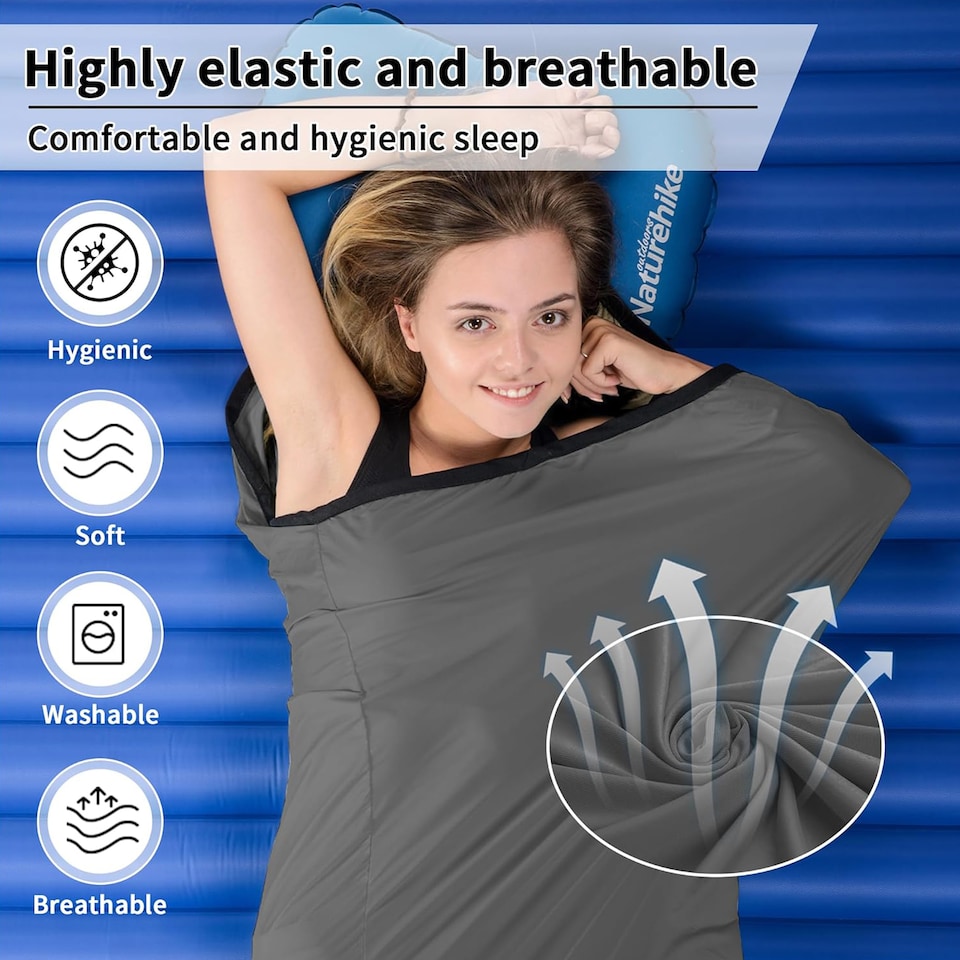 image 1 of High Elasticity Sleeping Bag Liner | Grey | Grey