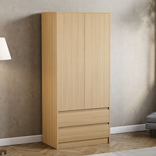 Vida Designs Denver 2 Door 2 Drawer Wardrobe With Shelf & Clothes Rail, Pine