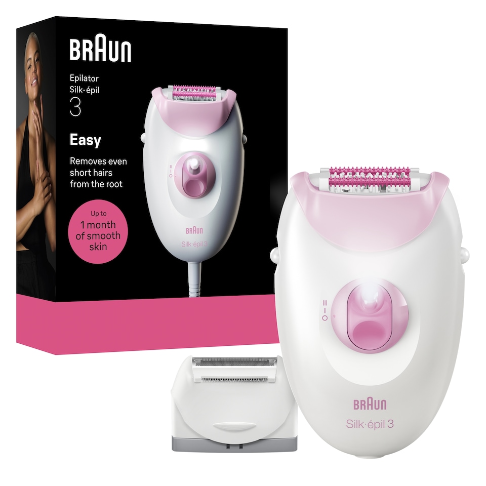 image 1 of Braun Silk·épil 3, Corded Epilator, Lasting Smooth Skin, 3-031, Pink
