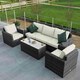 image 2 of Luxury Rattan 5 Seater Sofa Set with Coffee Table in Stone