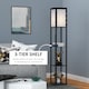 image 6 of HOMCOM Floor Lamp with Shelves, Modern Tall Standing Lamps with Fabric Lampshade, Chain Switch and Single Light for Living Room, Bedroom, Bulb not Included, Black