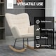 image 3 of HOMCOM Wingback Rocking Chair for Nursing with Steel Frame Beige