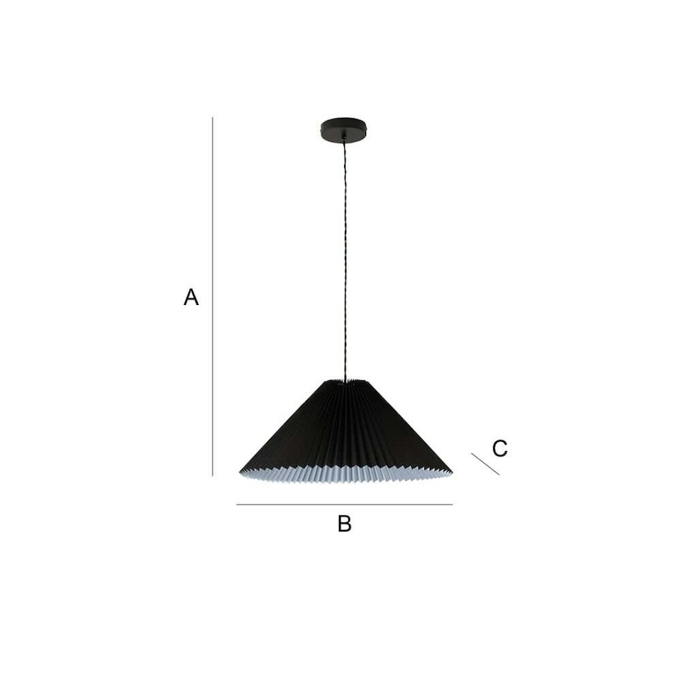 image 1 of ValueLights Akira Black Paper Pleated Single Drop Ceiling Pendant Light
