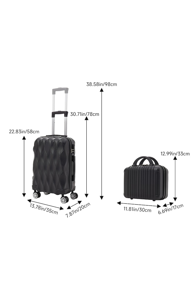 image 1 of Living and Home 2-Piece Hard Shell Suitcase Set - Black 20" & 14"