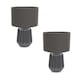 image 4 of ValueLights Zak Pair of Charcoal Grey Pleated Textured Ceramic Table Lamps with matching Shades