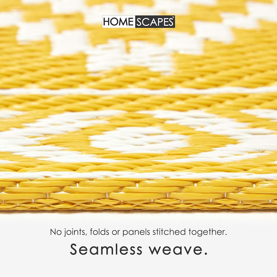 image 1 of Homescapes Outdoor Rug Luxury Waterproof Reversible Recycled, For Garden, Anna Aztec | Yellow | 1