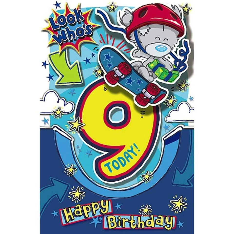 image 1 of Me To You Bear My Dinky Look Who's 9 Today Birthday Card