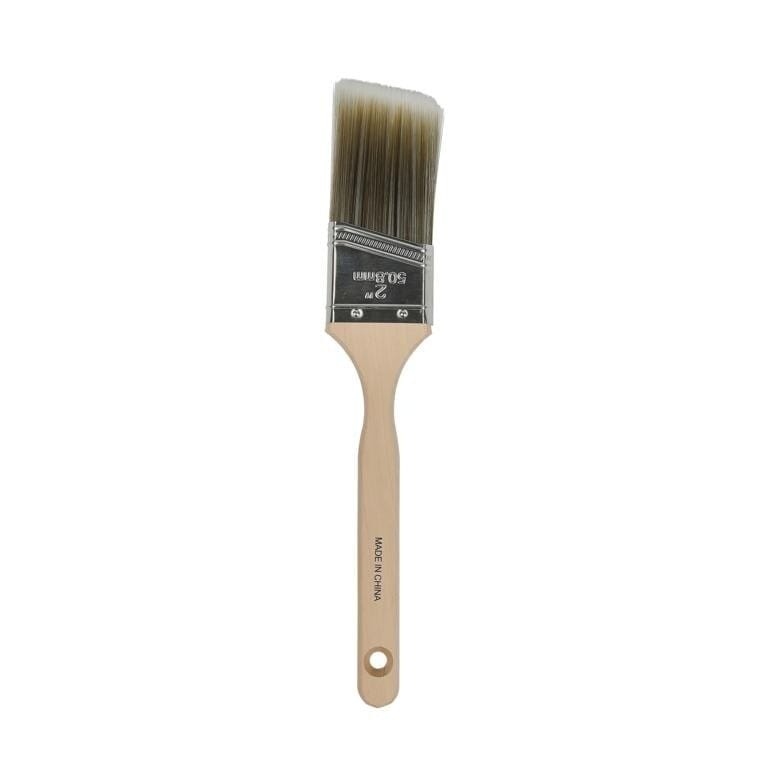 SupaDec Wood Angled Paint Brush - Natural/Silver/Brown - 2in