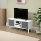 image 2 of HOMCOM Modern TV Cabinet Stand w/ Shelves & Drawers, Bedroom White & Grey