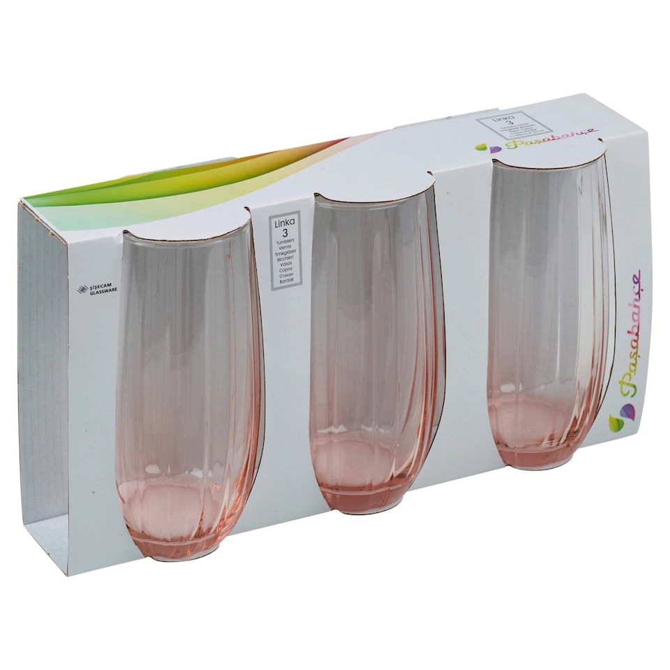 image 1 of Linka Coloured Glasses Sets Glassware Cup Tall Short Cocktail Tumblers | Multi | Pink 500ml