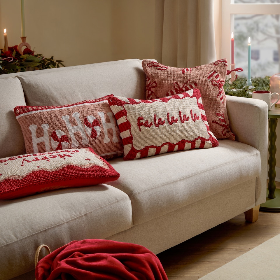 image 1 of Furn Candy Ho Ho Ho Tufted Christmas Cushion