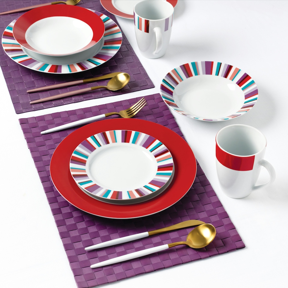 image 1 of 24pc Mix and Match Stripe Dinner set