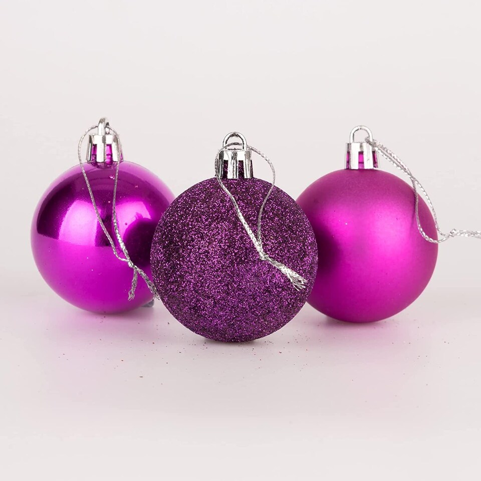 image 1 of 50mm/18Pcs Christmas Baubles Shatterproof Purple,Tree Decorations