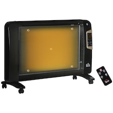 HOMCOM Mica Electric Space Heater, Portable Heater for Home with 2 Heat Settings, Living Room, Study, Garage, Adjustable Temperature 18-30C, 1000W2000W, Black