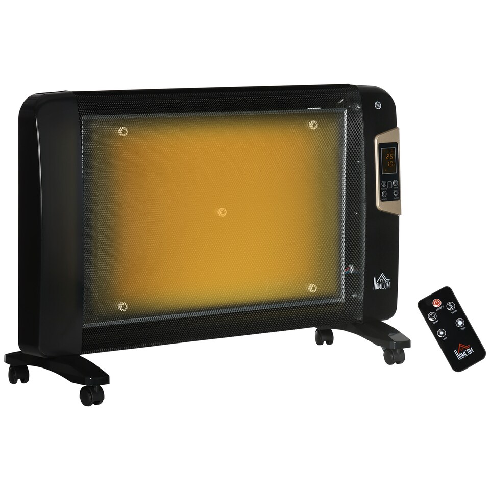 image 1 of HOMCOM Mica Electric Space Heater, Portable Heater for Home with 2 Heat Settings, Living Room, Study, Garage, Adjustable Temperature 18-30C, 1000W2000W, Black