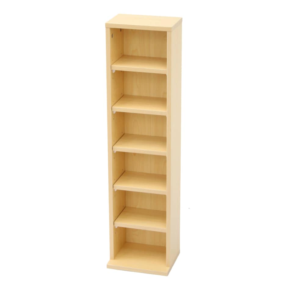 image 1 of 6 Tier Beech Wooden CD DVD Game Book Shelf Storage Tower Rack - Fits 102 CDs