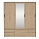 image 2 of Line Wardrobe with 2 Sliding Doors 1 Sliding Door with Mirror in Jackson Hickory Oak